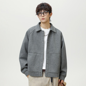 男秋季新款潮牌短宽廓形质感宽松商务呢子MJ6038-P75控118,男装夹克,电商A362