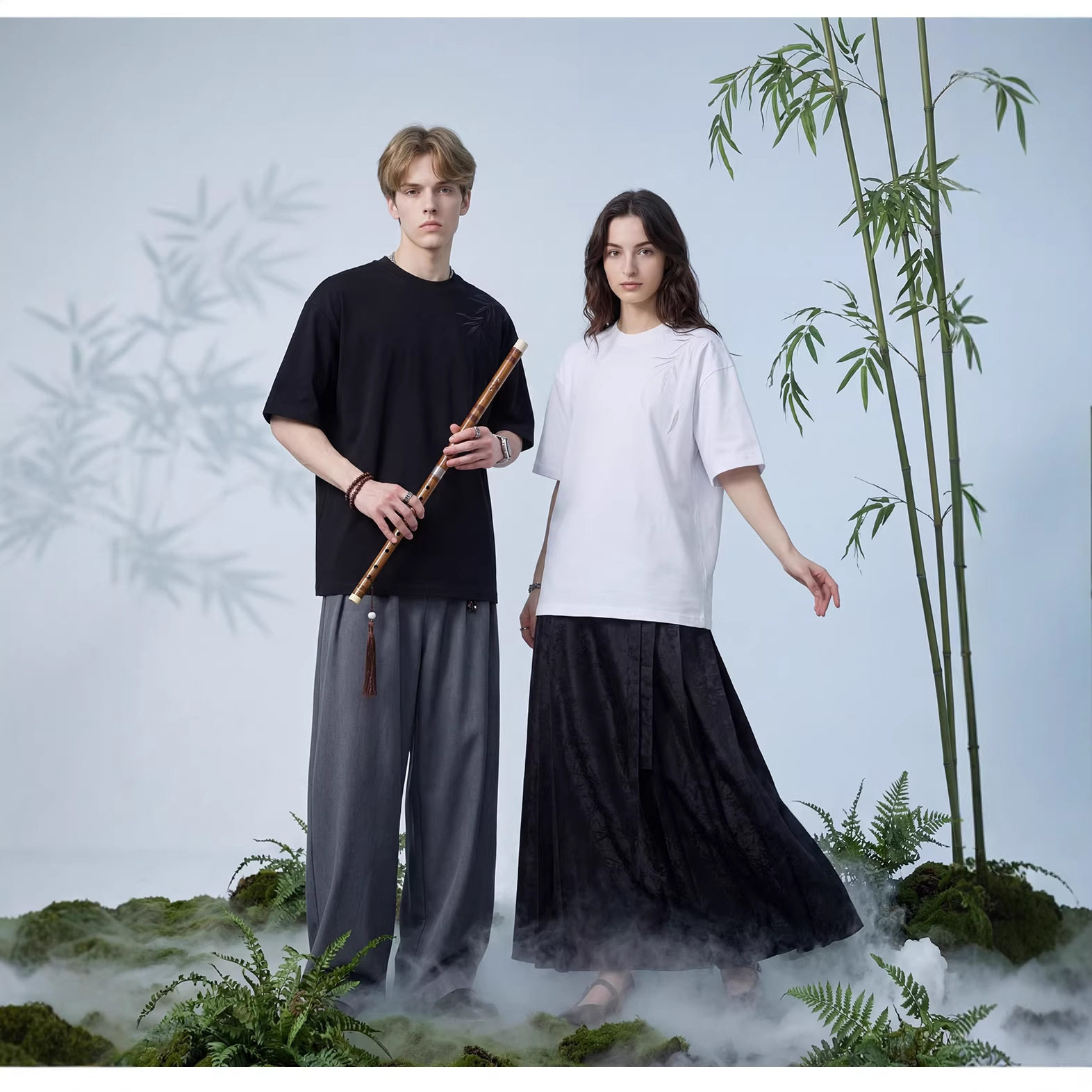 绣花短袖t恤男夏季纯棉宽松感情侣半袖体恤衫OT7291-P35控65，男装T恤，电商A362