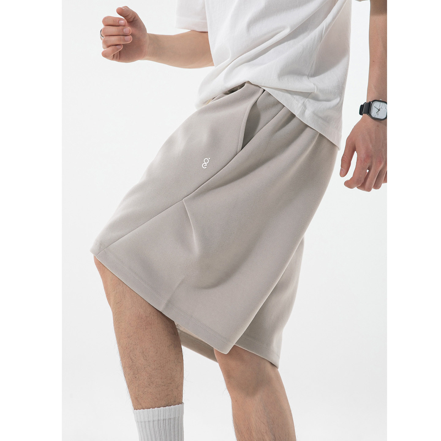 短裤男夏季新款简约运动风打褶宽松质感五分卫裤OK2605-P39控68，男装休闲裤，电商A362