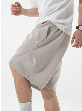 短裤男夏季新款简约运动风打褶宽松质感五分卫裤OK2605-P39控68