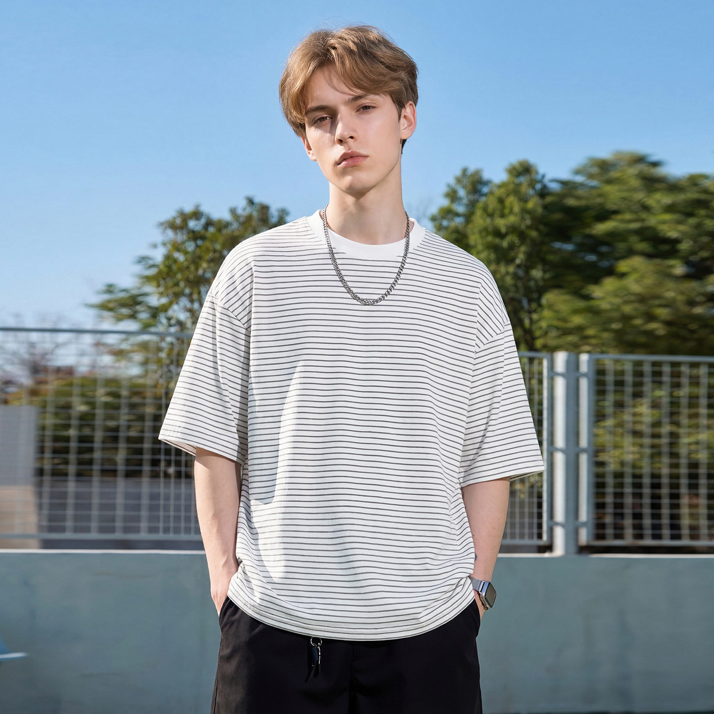 T恤男夏季款简约百搭潮牌美式情侣半袖体恤OT7265-P35控59，男装T恤，电商A362