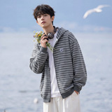 开衫连帽卫衣男春季款重磅质感刺绣短宽休闲外套OW8026-P73控128，女装短外套，电商A362