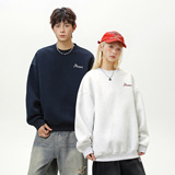 男女情侣秋季款重工撞色刺绣潮牌宽松套头衫MW3967-P55控85，男装卫衣，电商A362