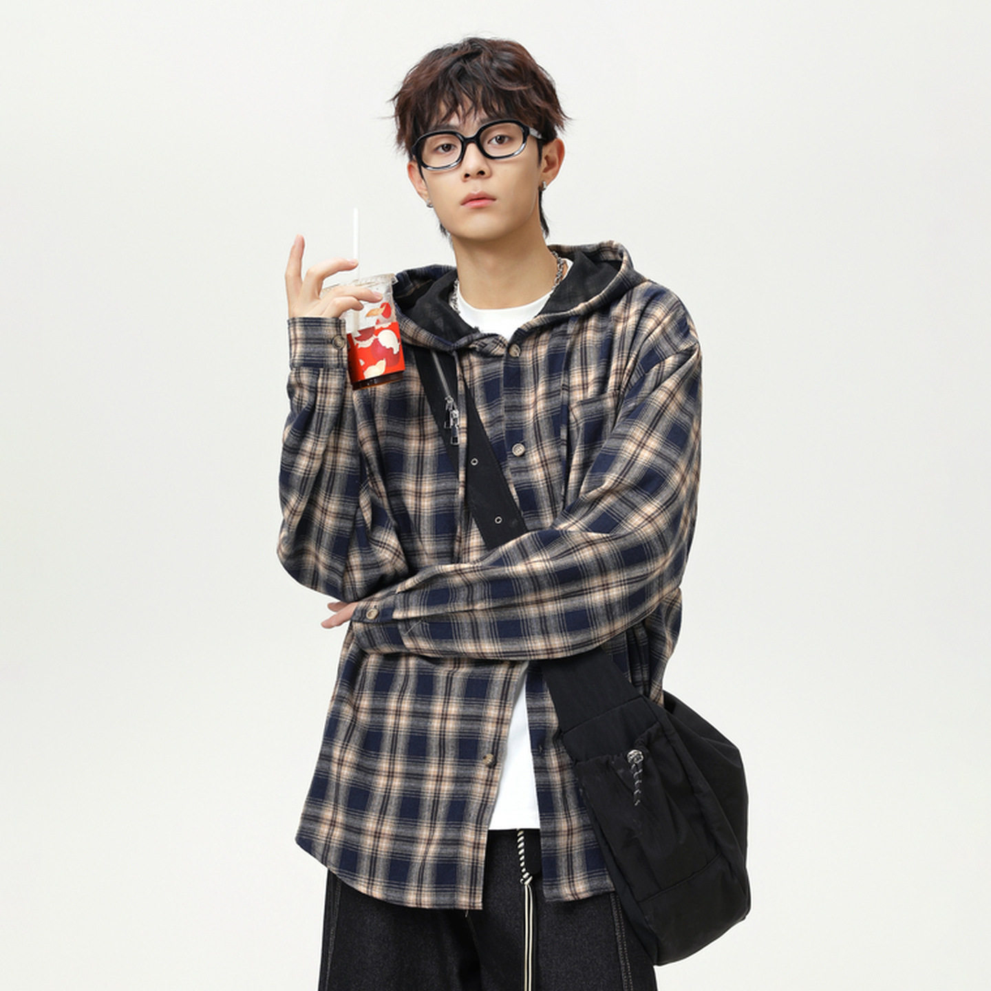 外套男秋季款潮流宽松美式复古休闲长袖衬衣MC7139-P50控78，男装衬衫，电商A362