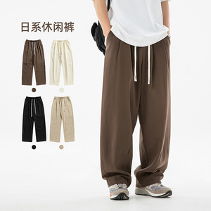 日系复古砂洗纯棉2026春夏立体打褶设计百搭长裤K2148-P45控68