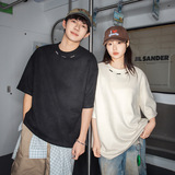 T恤男女情侣夏季新款领口钢标设计潮牌宽松体恤衫MT7216-P30控45，男装T恤，电商A362