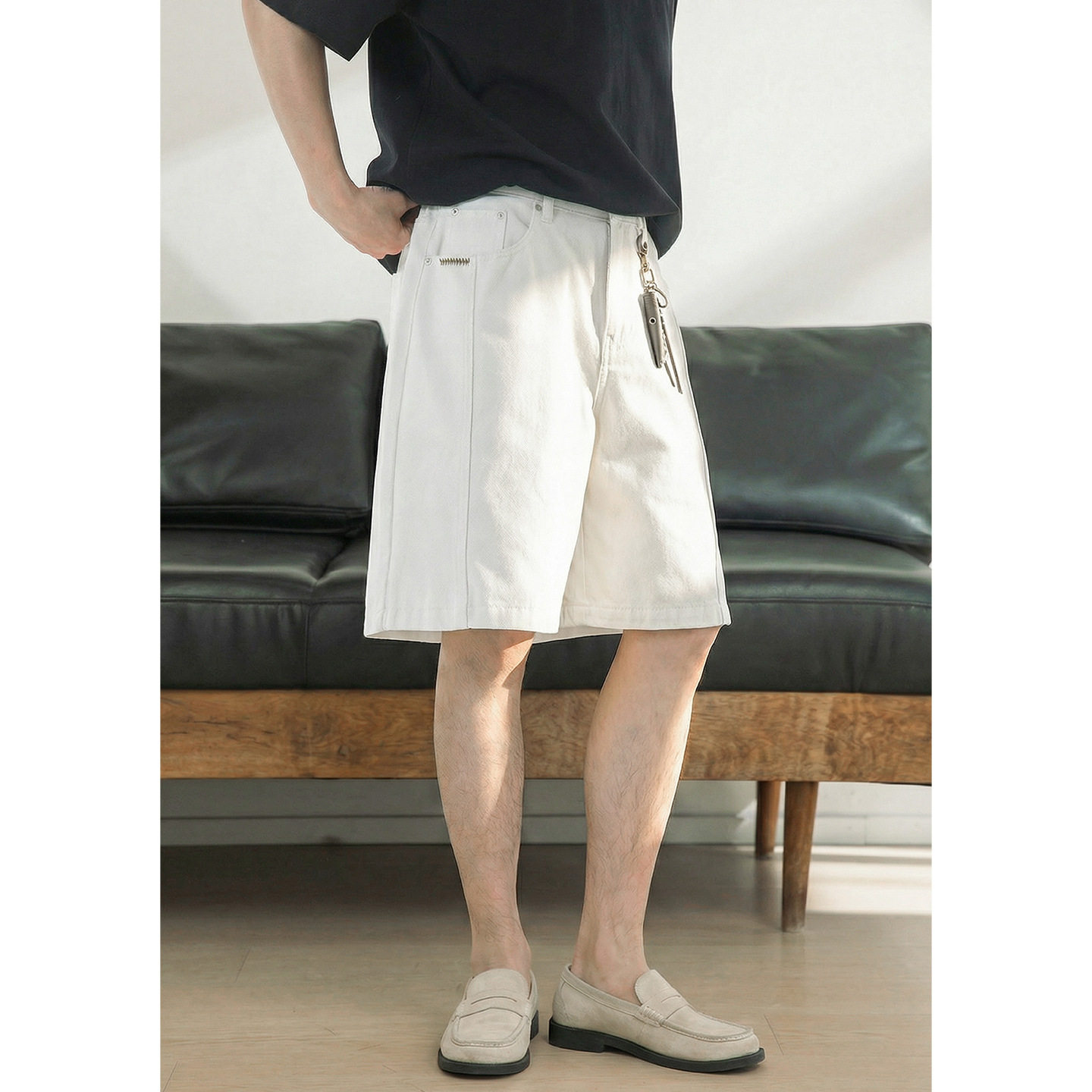 短裤男夏季新款侧边分割拼接直筒宽松工装五分裤ON2691-P40控68，男装牛仔裤，电商A362