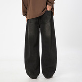 弯刀牛仔裤秋冬款街复古宽松直筒休闲长裤子L2365-P65控98，男装牛仔裤，电商A362