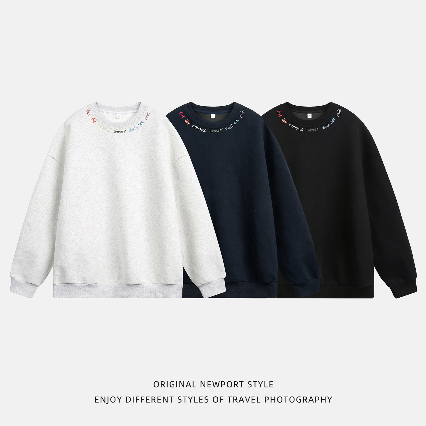 男秋季新款撞色彩虹字母刺绣廓形质感套头衫MW3959-P45控78，男装卫衣，电商A362