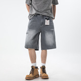 牛仔短裤男夏季新款直筒宽松中裤潮牌休闲五分裤ON2694-P40控75，男装休闲裤，电商A362