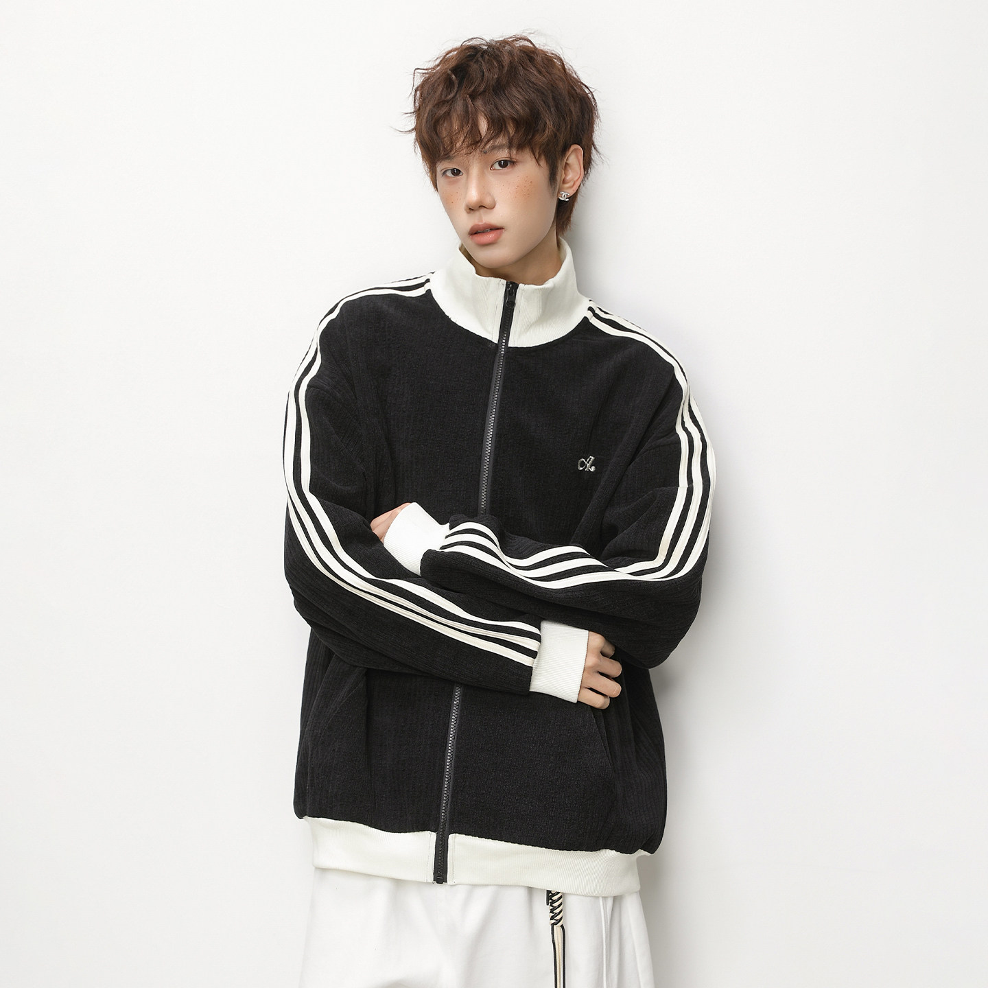 开衫卫衣款春季重磅质感立领宽松运动休闲外套OW8029-P63控108,男装卫衣,电商A362