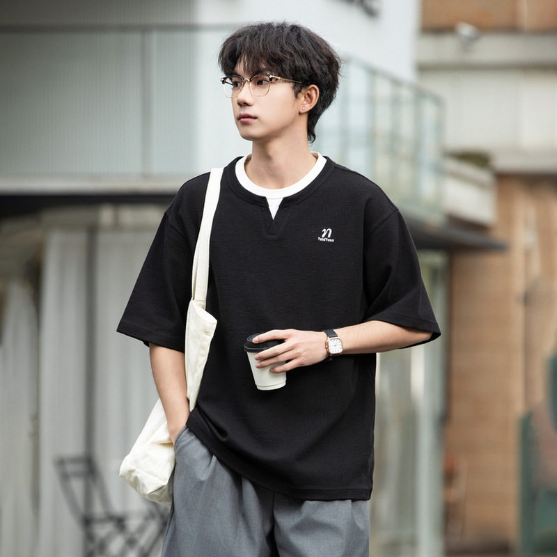 T恤男夏款字母刺绣安可拉半袖潮牌情侣体恤衫MT7198-P45控68，男装T恤，电商A362