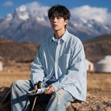 长袖衬衫男款春季miu系学院风撞色格子衬衣外套OC8040-P52控88，男装衬衫，电商A362