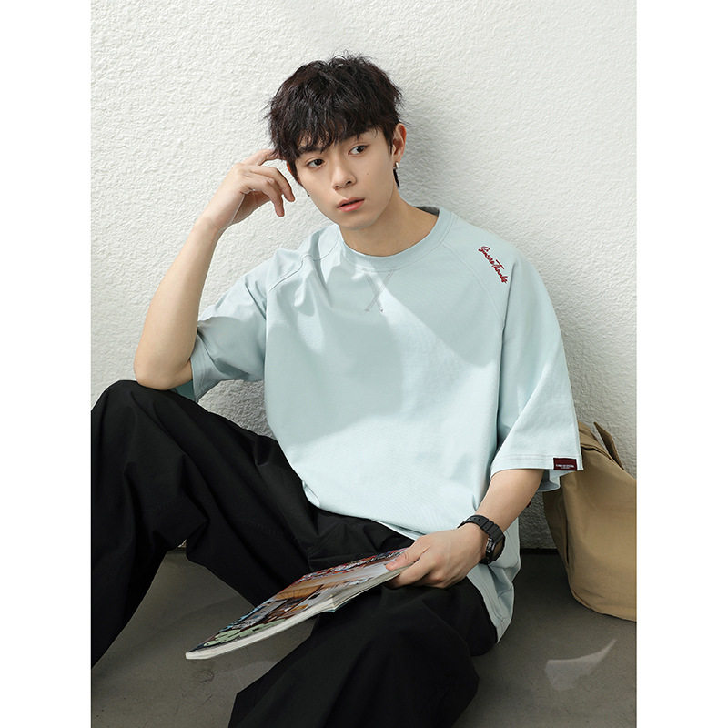 短袖T恤男夏季新款美式领口明线纯棉休闲体恤衫MT7206-P35控59，男装T恤，电商A362