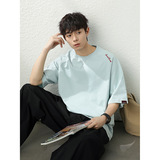 短袖T恤男夏季新款美式领口明线纯棉休闲体恤衫MT7206-P35控59，男装T恤，电商A362