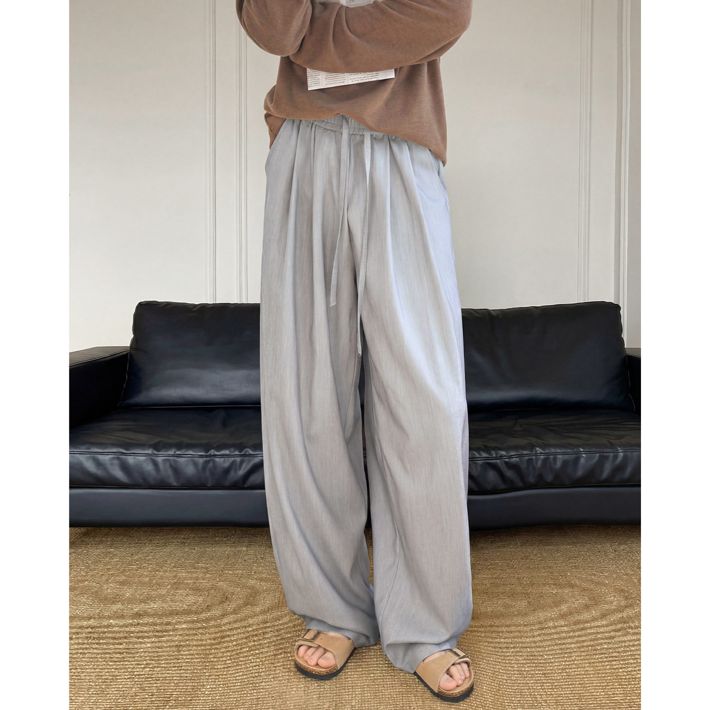 休闲裤男春夏薄款宽松垂感直筒裤复古简约百搭长裤OK2580-P52控88，男装休闲裤，电商A362