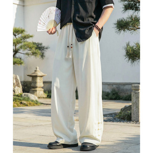 春夏款排扣设计直筒宽松潮牌长裤垂感透气休闲裤OK2697-P45控85图片