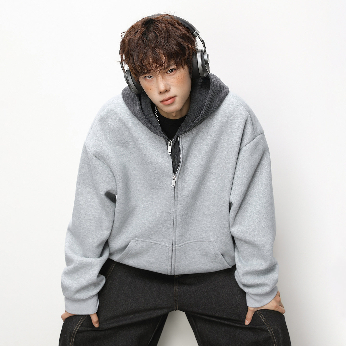 开衫连帽卫衣男春款重磅肌理美式休闲帽衫外套OW8036-P79控138，女装短外套，电商A362