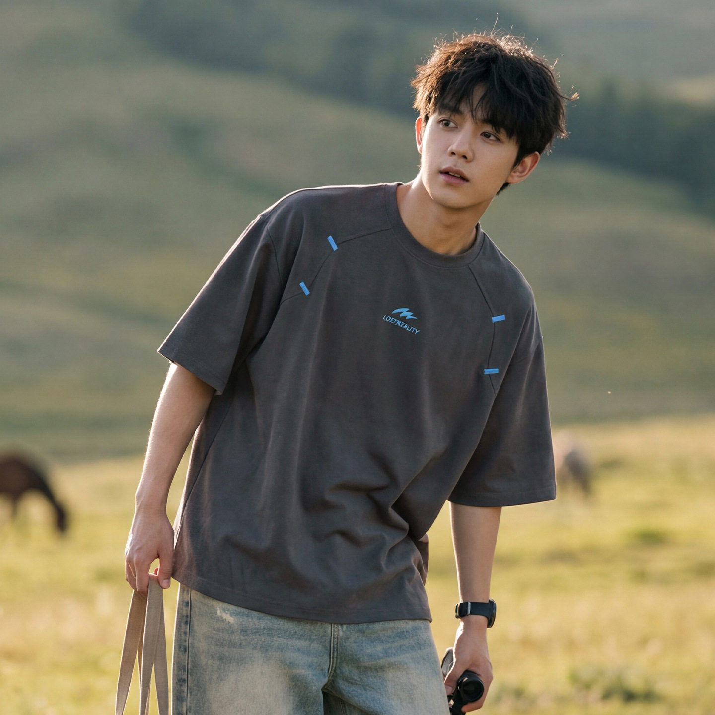 短袖T恤男夏季款结构拼接运动体恤休闲上衣OT7264-P34控59，男装T恤，电商A362