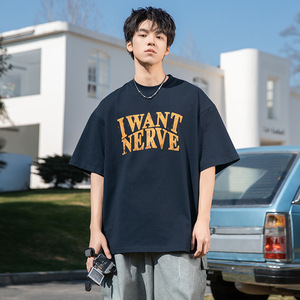 男情侣2025夏季新款做旧撞色印花设计体恤衫MT7178-P30控49图片