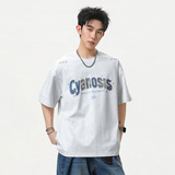 高街美式质感刺绣纯棉短袖T恤男夏季款百搭宽松情侣休闲半袖体恤，男装T恤，电商A362