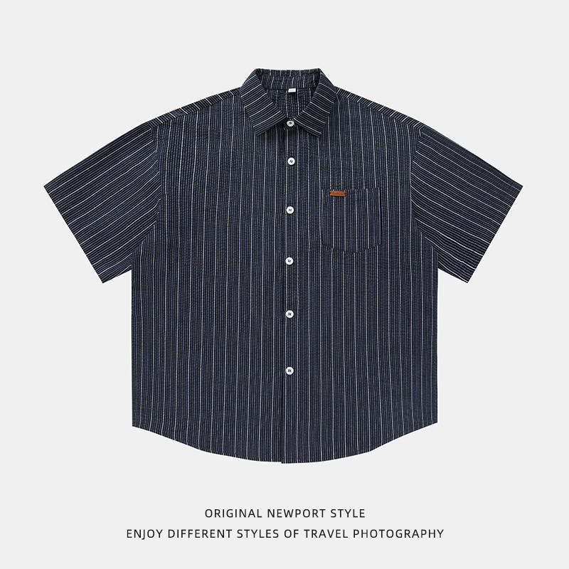 平铺2026夏季新款复古休闲宽松微皱质感衬衣外套MC7197-P50控78，男装衬衫，电商A362