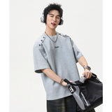 T恤男夏季款肩部活页纽扣字母绣花半袖体恤OT7296-P35控65，男装T恤，电商A362