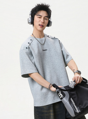 T恤男夏季款肩部活页纽扣字母绣花半袖体恤OT7296-P35控65