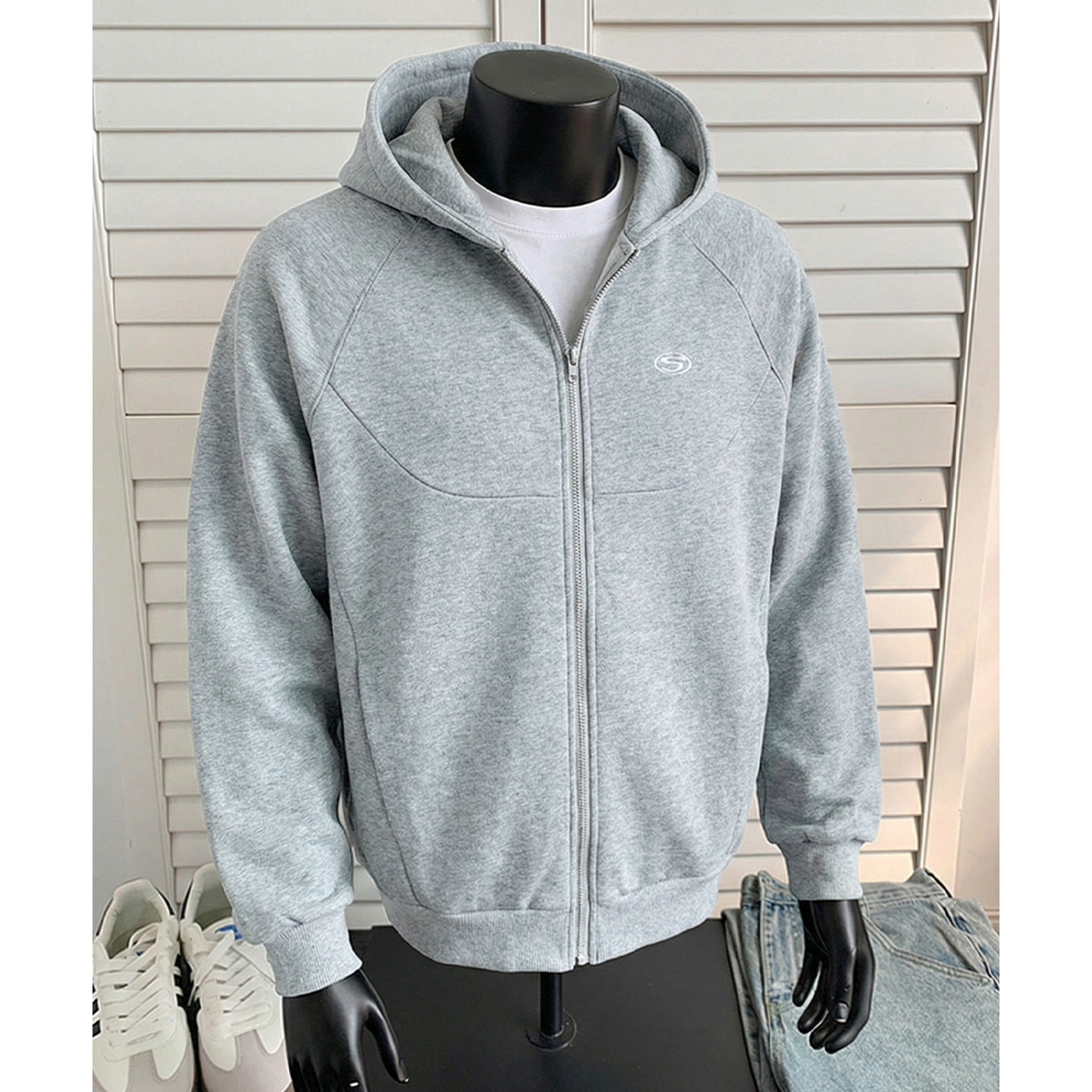 开衫卫衣男款春季美式撞色刺绣boxy短宽廓形外套OW8035-P70控118,男装卫衣,电商A362