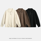 肌理感翻领毛衣男秋冬新款感纯色polo领针织衫MM4161-P70控108，男装Polo衫，电商A362