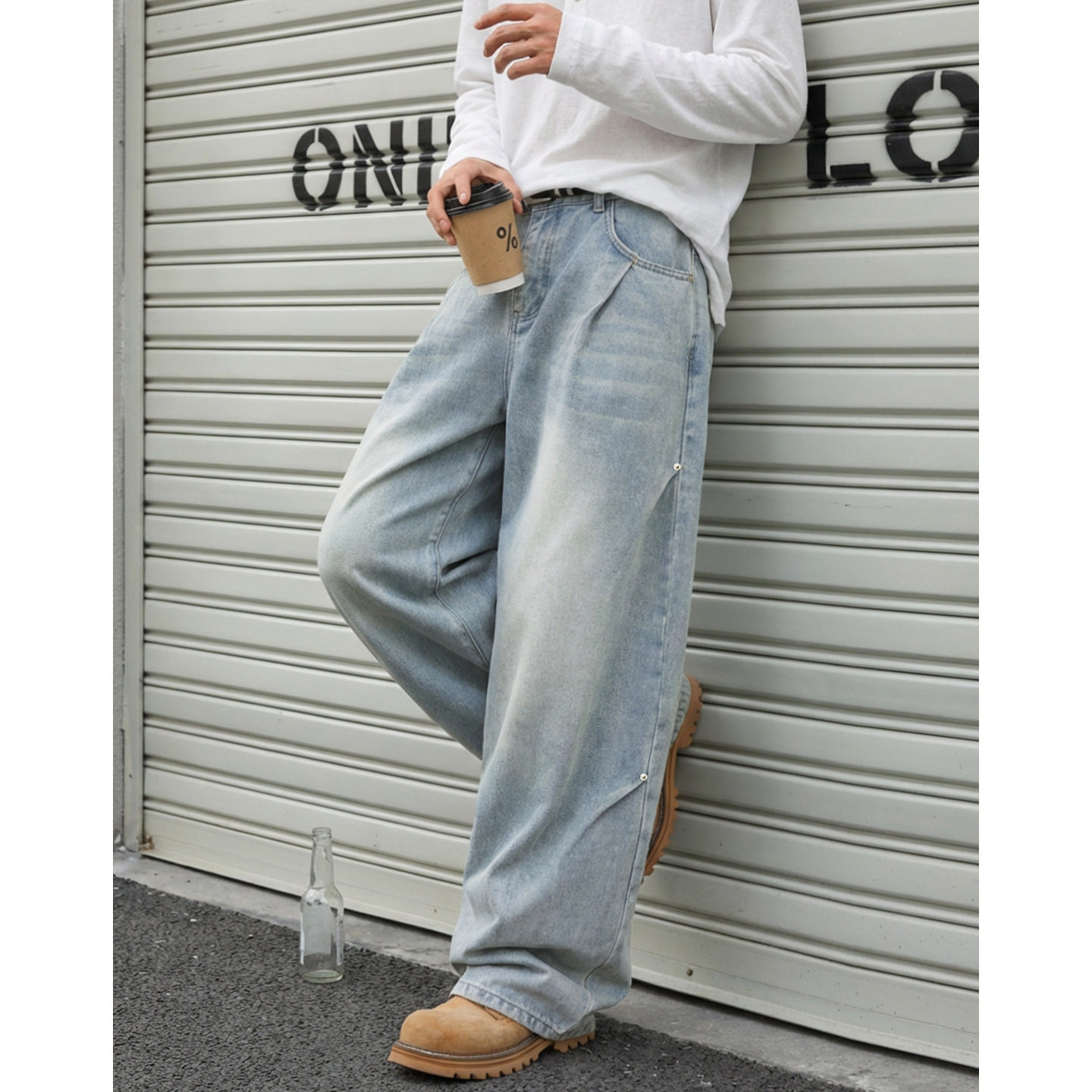 牛仔裤男春季美式高街baggy廓形直筒休闲长裤子ON2624-P60控98，男装牛仔裤，电商A362