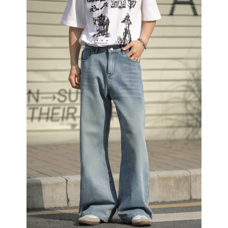 水洗微喇牛仔裤男春夏新款长裤子潮牌宽松半松紧腰MN2432-P55控88，男装牛仔裤，电商A362