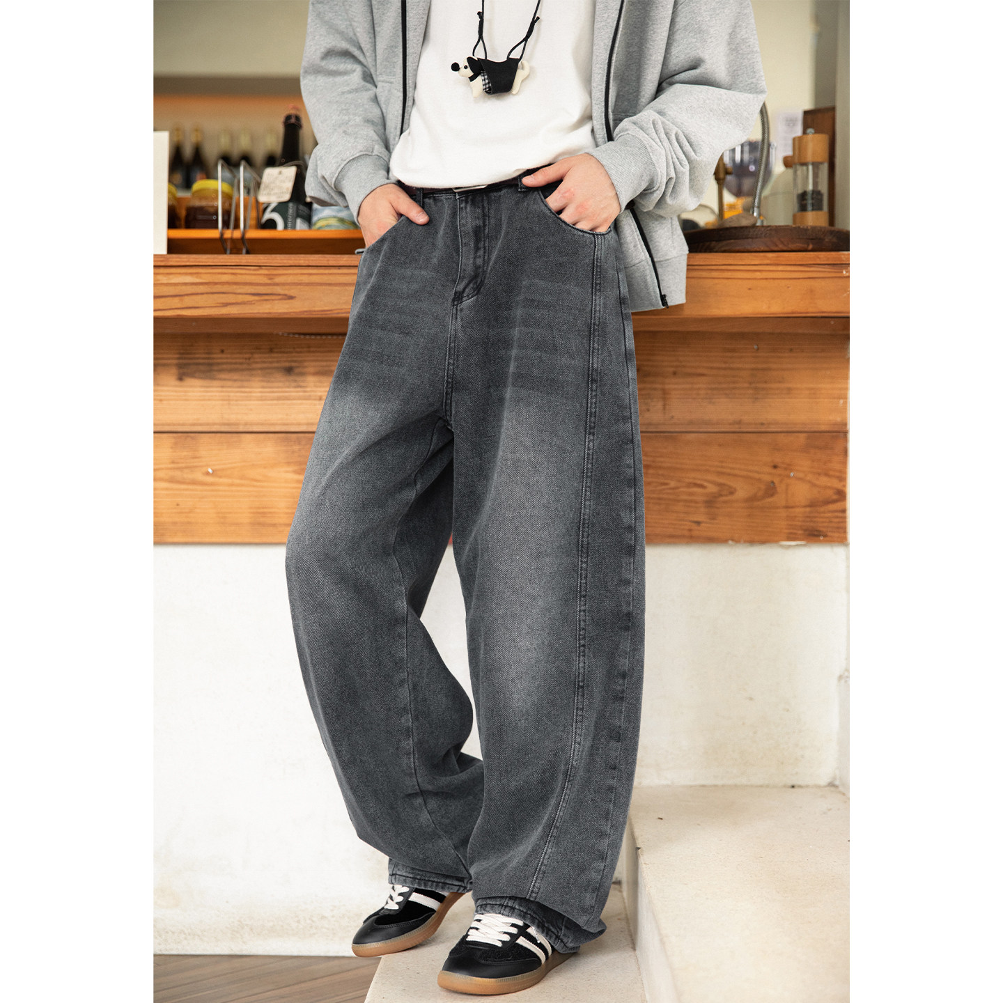 春季新款长裤分割拼接设计弯刀裤复古宽松萝卜裤MN2383-P55控88，男装休闲裤，电商A362