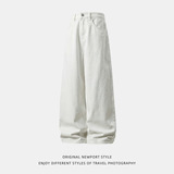 刺绣白色牛仔裤男春季复古潮牌宽松直筒休闲长裤ON2622-P55控88，男装牛仔裤，电商A362