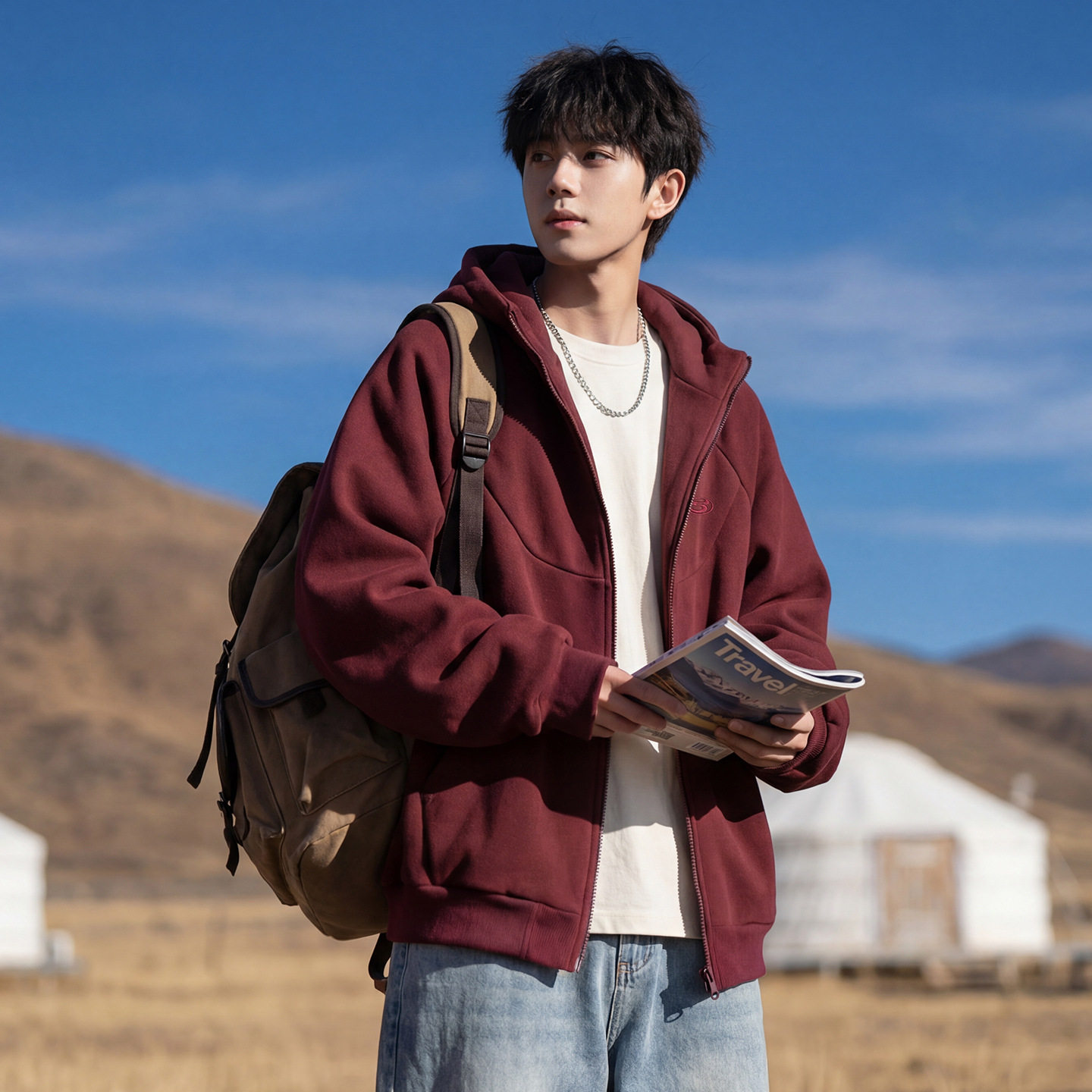 连帽卫衣男春季款boxy短宽帽衫质感刺绣夹克外套OW8035-P70控118，男装夹克，电商A362