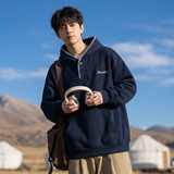 刺绣半门襟连帽卫衣男春季重磅潮牌休闲上衣外套OW8030-P65控108，女装短外套，电商A362