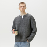 小v领毛衣男秋冬款慵懒复古针织衫宽松百搭外套MM4151-P55控88，男装针织衫/毛衣，电商A362