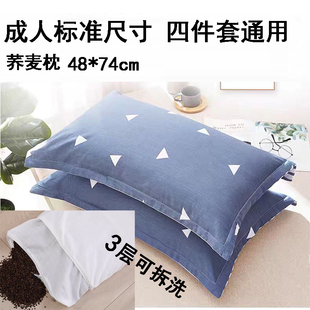 荞麦壳枕头标准通用48x74cm尺寸成人家用荞麦皮枕芯助眠一对套装
