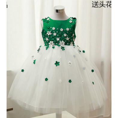 儿童演出服绿色连衣裙小草森林蓬儿童演出服