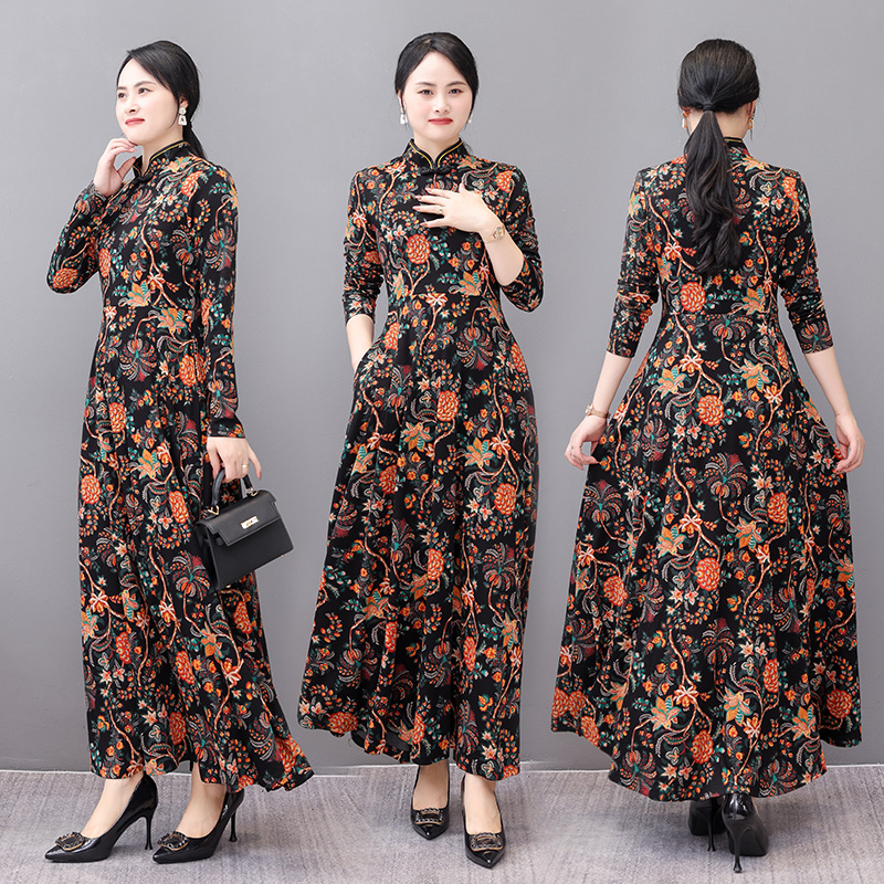 妈妈装改良旗袍连衣裙女