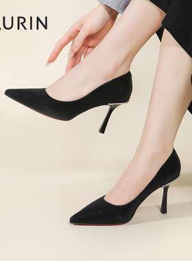 索兰尖头高跟鞋女2025秋季新款气质通勤工作鞋浅口单鞋25CT35145