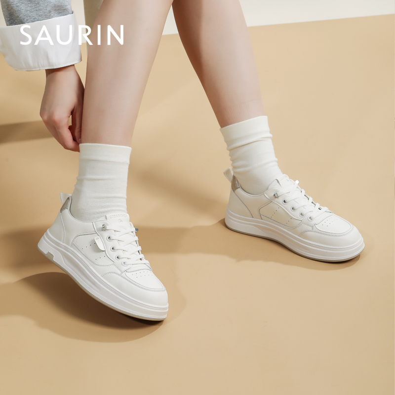 索兰时尚百搭厚底小白鞋