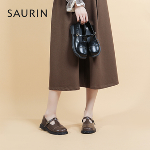 复古jk圆头一字带玛丽珍单鞋 新款 24CYL23180 女2025秋季 索兰小皮鞋