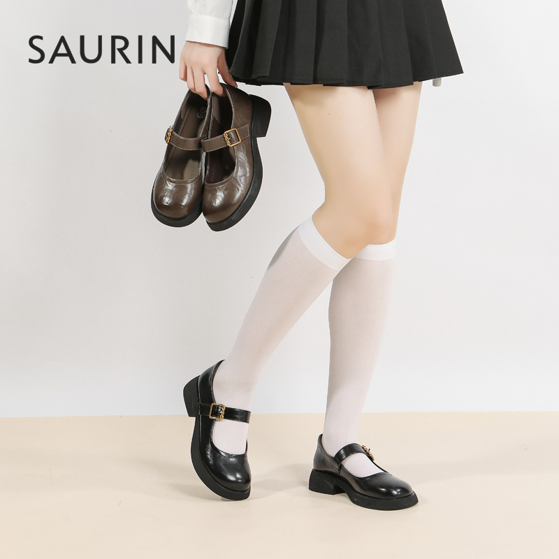 索兰一字扣复古玛丽珍单鞋