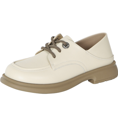 索兰粗跟乐福鞋英伦风系带小皮鞋