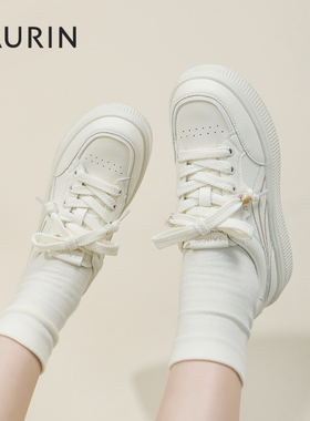 索兰厚底板鞋女2025秋冬新款休闲百搭圆头舒适小白鞋子25CX25268