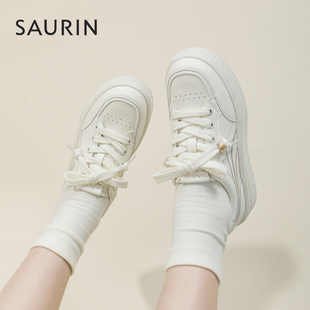 索兰厚底板鞋女2025秋冬新款休闲百搭圆头舒适小白鞋子25CX25268