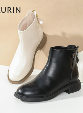索兰切尔西靴女2025冬季新款时尚瘦瘦靴百搭简约粗跟短靴25DT6536