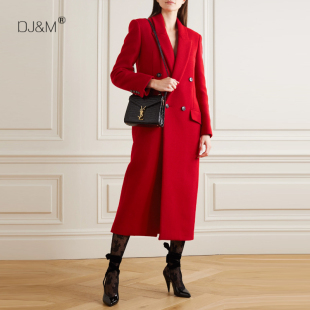 领双排扣OL英伦风双面羊绒进口里衬大衣女 轻奢西装 2024年冬季 新款