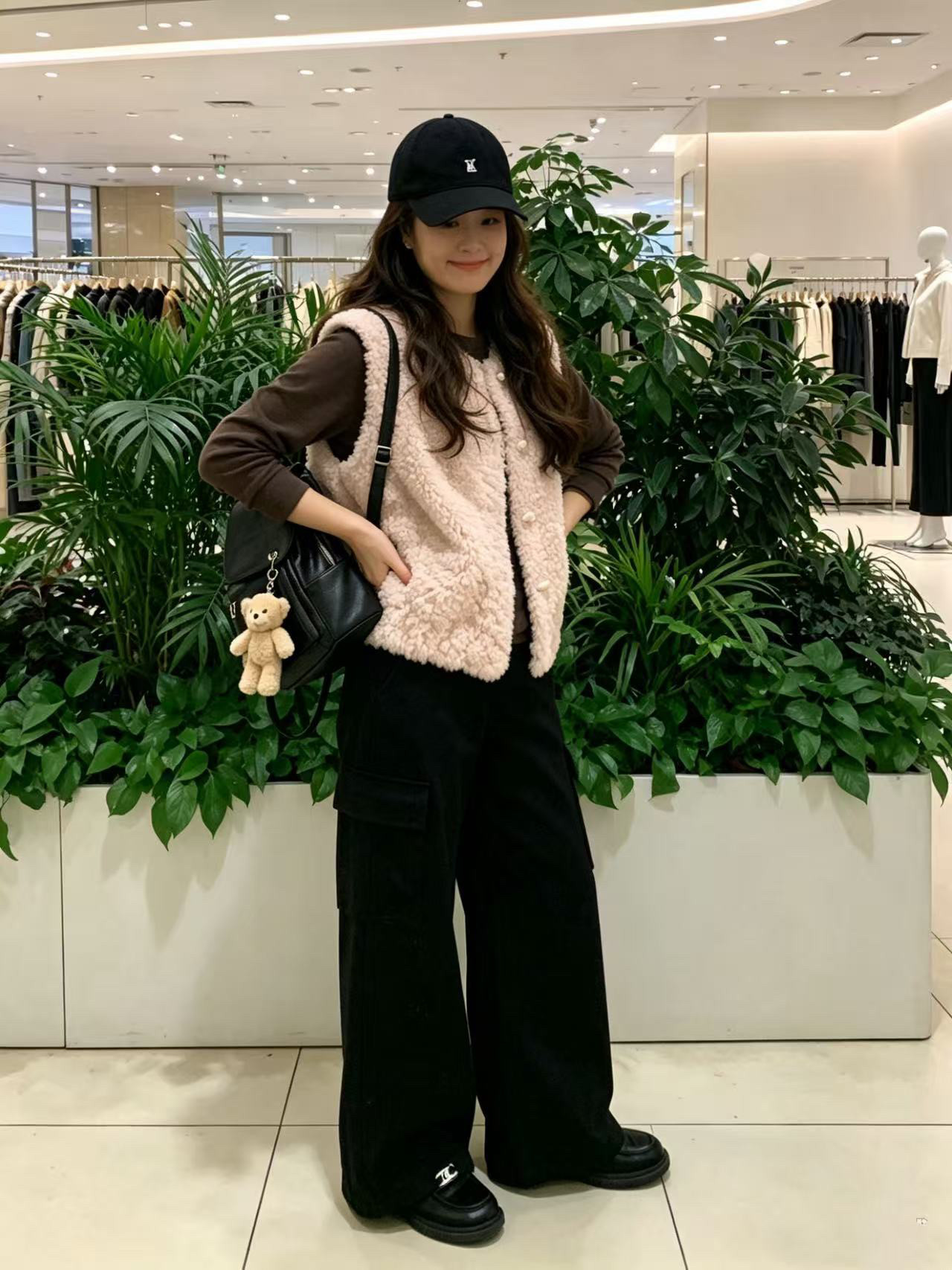 Bysshe 26新款皮毛一体外套女士卷曲毛绒绒环保皮草马甲圆领背心